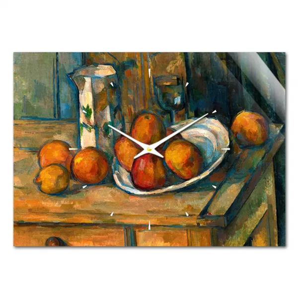 더윤 레티나 명화 벽시계 세잔 우유병과 과일이 있는 정물 30 x 42 cm, 혼합 색상