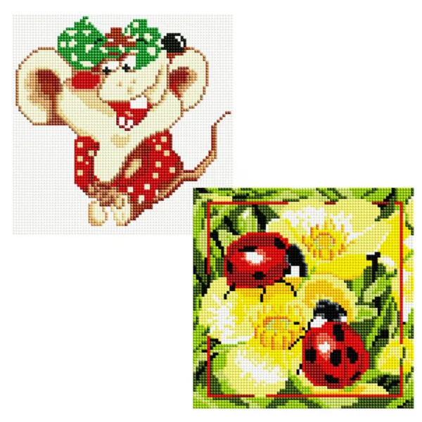 헬로페인팅 보석십자수 20x20 나무틀 무당벌레2 2p 세트, 무당벌레2, 쥐순이, 1세트