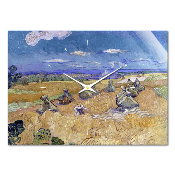 더윤 레티나 명화 벽시계 42 x 30 cm, 고흐 오베르의 밀밭 수확