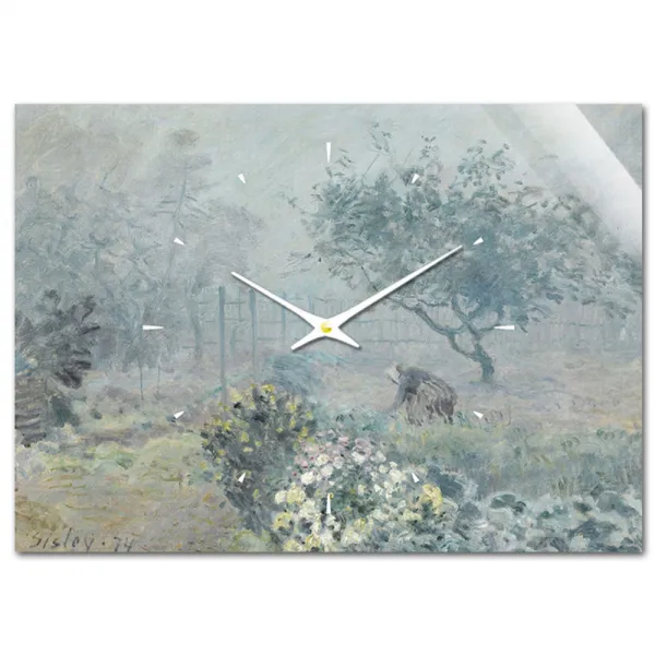 더윤 레티나 명화 벽시계 시슬레 안개 부아쟁 42 x 30 cm, 혼합 색상