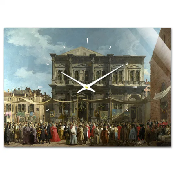 더윤 레티나 명화 벽시계 카날레토 성 로코 축일 42 x 30 cm, 혼합 색상