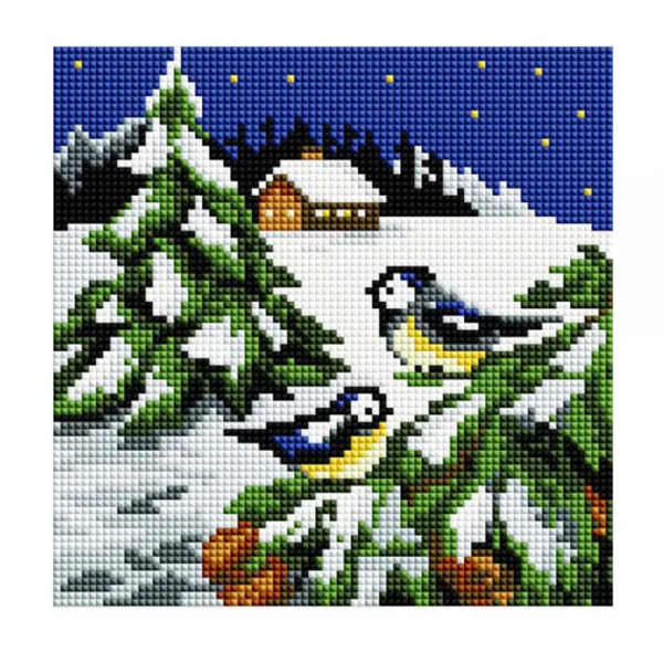 헬로페인팅 보석십자수 DIY 세트 20 x 20 cm 겨울새, 2, 1세트