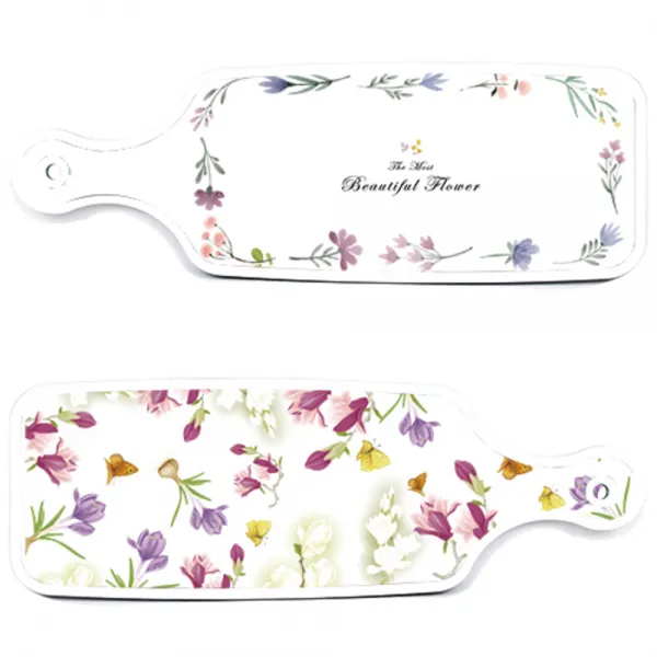 로엠디자인 서빙 도마 보드 2p 파스텔 패턴 플라워 라인 세트, 파스텔 패턴 플라워 라인, 로맨틱 청자색 floral, 1세트