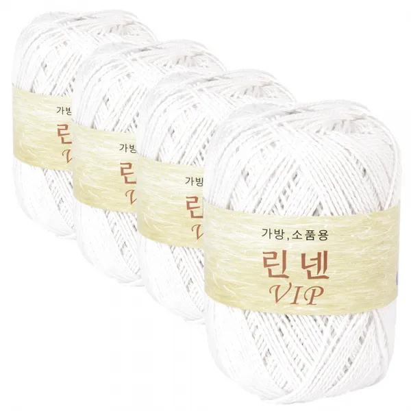 필립섬유 린넨VIP 가방소품용 뜨개실 4p, 백색, 105m