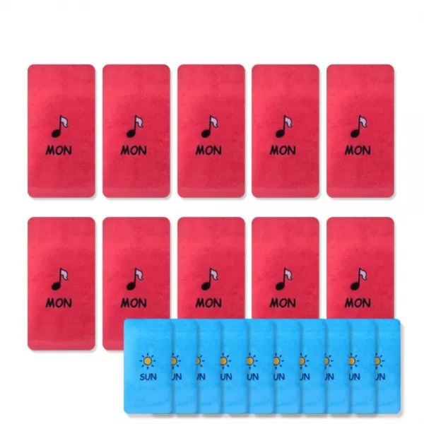 송월타올 큐티데일리 요일수건 월요일 빨강 10p + 일요일 하늘 10p, 혼합 색상, 1세트