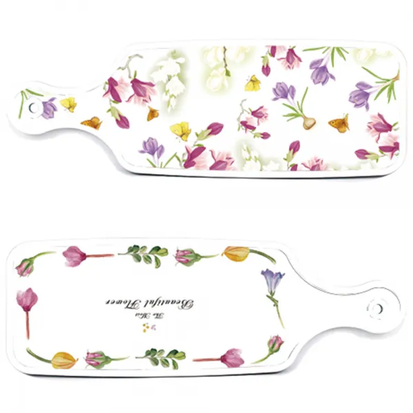 로엠디자인 서빙 도마 보드 2p 로맨틱 패턴 플라워 라인 세트, 로맨틱 패턴 플라워 라인, 로맨틱 청자색 floral, 1세트