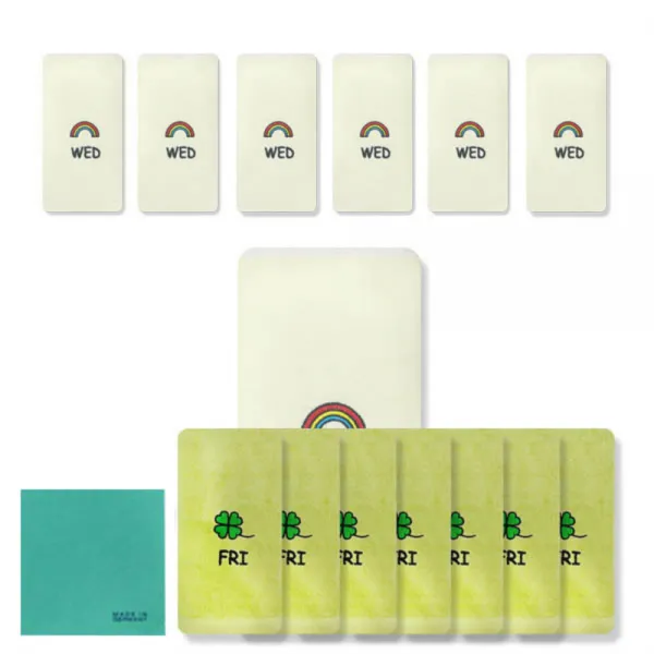 송월타월 큐티데일리 요일수건 수요일 노랑 7p + 금요일 연두 7p + 독일행주 랜덤 발송, 혼합 색상, 1세트