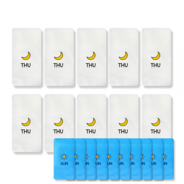 송월타월 큐티데일리 요일수건 목요일 흰색 10p + 일요일 하늘 10p, 혼합 색상, 1세트