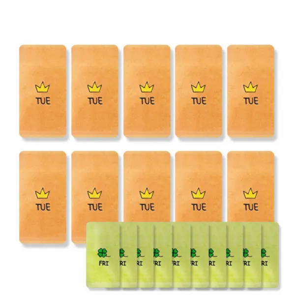 송월타월 큐티데일리 요일수건 화요일 주황 10p + 금요일 연두 10p, 혼합 색상, 1세트