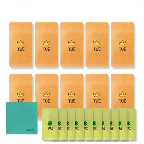 송월타월 큐티데일리 요일수건 화요일 주황 10p + 금요일 연두 10p + 독일행주 랜덤 발송, 혼합 색상, 1세트