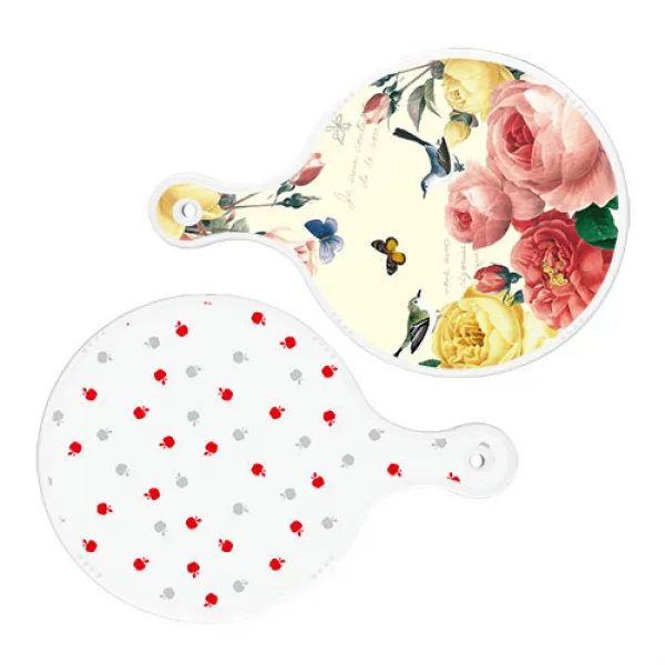로엠디자인 서빙 원형 보드 도마 PrettyRoses 2p 세트, PrettyRoses, 구색사과, 1세트
