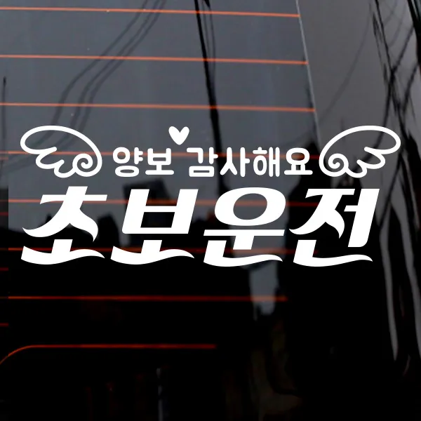 제제데코 자동차 스티커 텍스트 양보감사해요 초보운전, 화이트, 1개