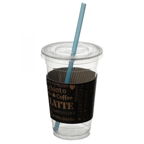 커피촌 92파이 PET컵 16oz 100p + 평뚜껑 100p + 블랙라떼 홀더 100p + 혼합빨대 100p 4종 세트, 1세트