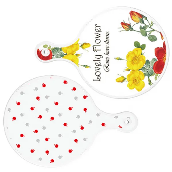 로엠디자인 서빙 도마 2p Lovely Flower 원형 보드 세트, Lovely Flower 원형, 구색 사과 원형, 1세트
