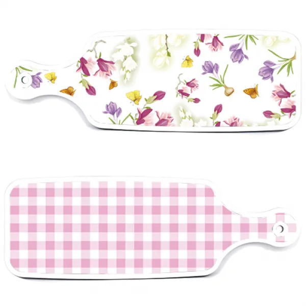 로엠디자인 서빙 도마 보드 2p 체크 파스텔 핑크 세트, 체크파스텔핑크, 로맨틱청자색floral, 1세트
