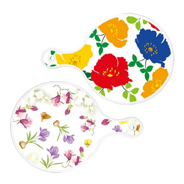 로엠디자인 원형서빙보드 국화블루화이트 + 로맨틱청자색floral, 혼합 색상, 1세트