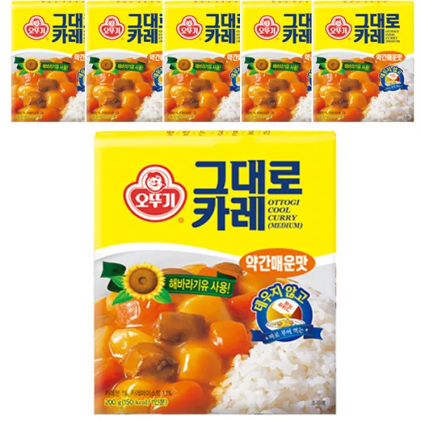 오뚜기 그대로카레 약간매운맛, 6개, 200g