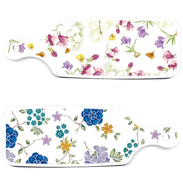 로엠디자인 서빙 도마 보드 2p 로맨틱 블루 floral 화이트 세트, 로맨틱 블루 floral 화이트, 로맨틱 청자색 floral, 1세트