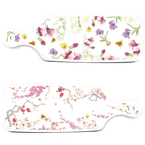 로엠디자인 서빙 도마 보드 2p 로맨틱연지색floral 세트, 로맨틱연지색floral, 로맨틱청자색floral, 1세트