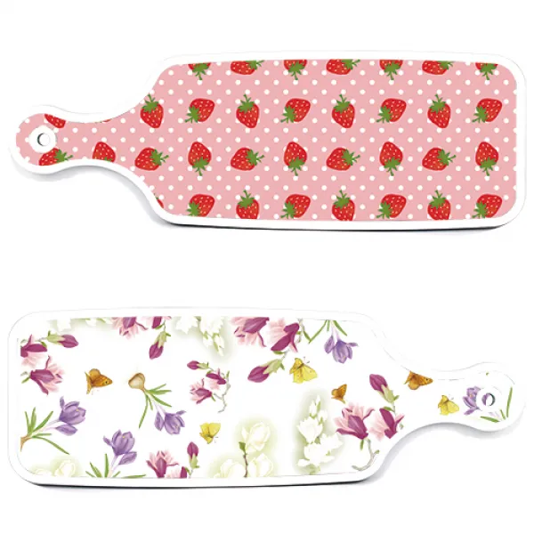 로엠디자인 서빙 도마 보드 2p 로맨틱청자색floral 세트, 로맨틱청자색floral, 핑크딸기, 1세트