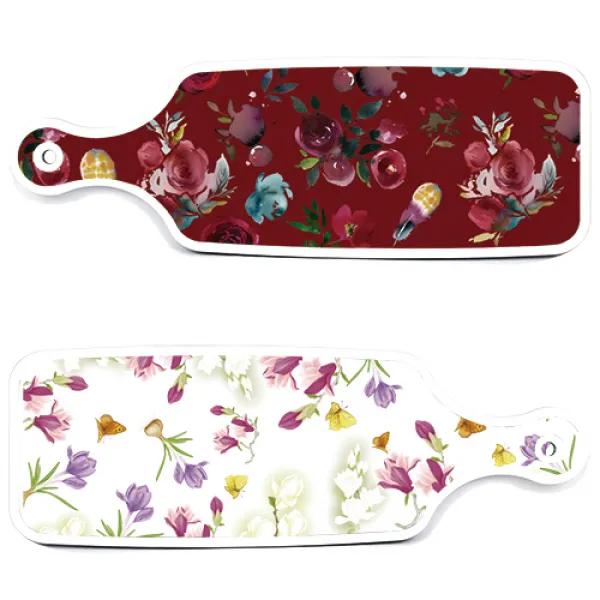 로엠디자인 서빙 도마 보드 2p 로맨틱청자색floral 세트, 로맨틱청자색floral, 자주색플라워아트웍, 1세트