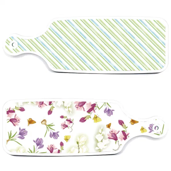 로엠디자인 서빙 도마 보드 2p 로맨틱청자색floral 세트, 로맨틱청자색floral, 청백색사선, 1세트