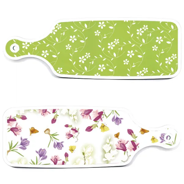 로엠디자인 서빙 도마 보드 2p 로맨틱청자색floral 세트, 로맨틱청자색floral, 라인플라워 그린, 1세트