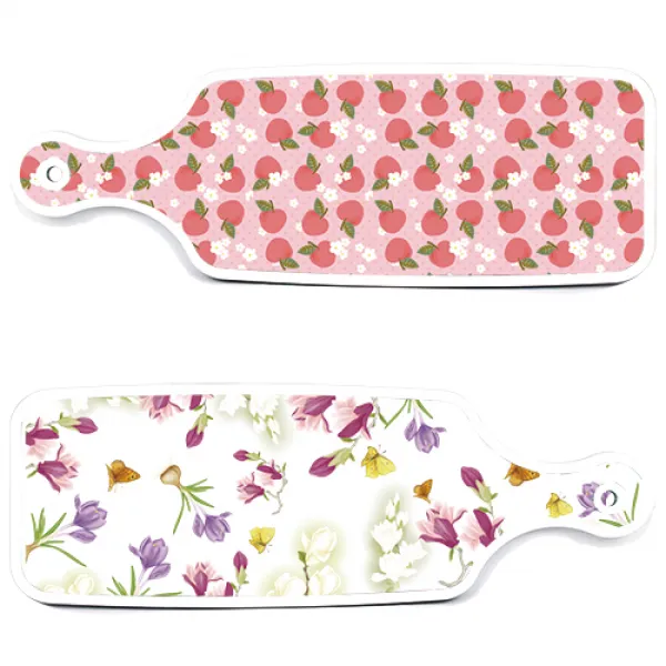 로엠디자인 서빙 도마 보드 2p 로맨틱청자색floral 세트, 로맨틱청자색floral, 핑크복숭아, 1세트