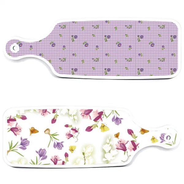 로엠디자인 서빙 도마 보드 2p 로맨틱청자색floral 세트, 로맨틱청자색floral, 보라플라워체크, 1세트