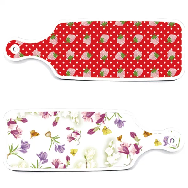 로엠디자인 서빙 도마 보드 2p 로맨틱청자색floral 세트, 로맨틱청자색floral, 레드딸기, 1세트