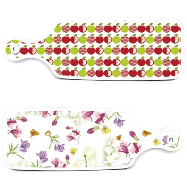 로엠디자인 서빙 도마 보드 2p 로맨틱청자색floral 세트, 로맨틱청자색floral, 애플화이트, 1세트