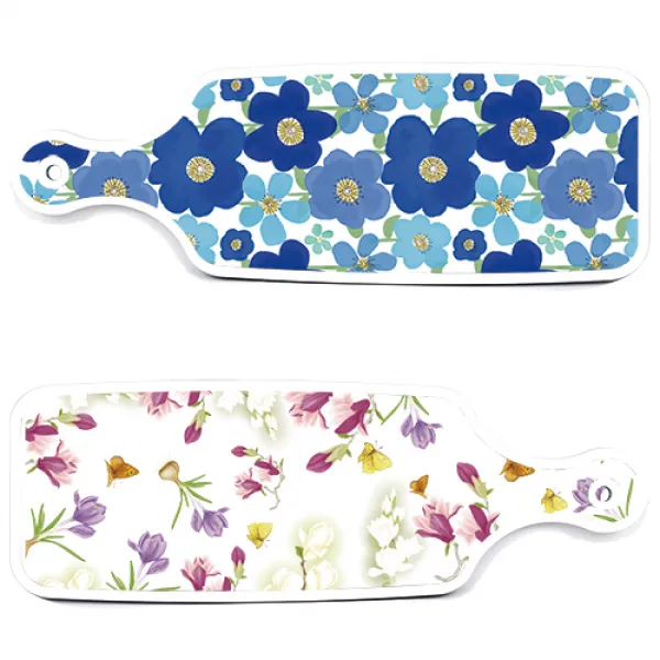 로엠디자인 서빙 도마 보드 2p 로맨틱청자색floral 세트, 로맨틱청자색floral, 벽청색플라워, 1세트