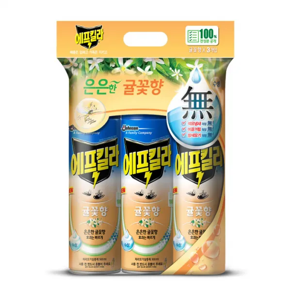 에프킬라 에어로졸 귤꽃향, 500ml, 3개입