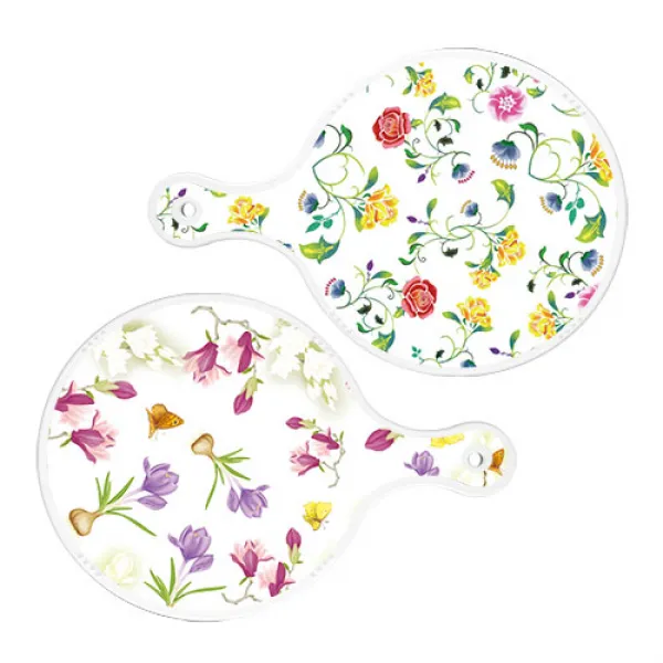 로엠디자인 원형 서빙 도마보드 로망슬림장미 2p세트, 로망슬림장미 + 로맨틱청자색floral, 1세트