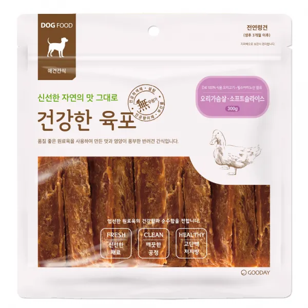 건강한육포 반려견간식 300g, 오리가슴살 소프트슬라이스, 1개