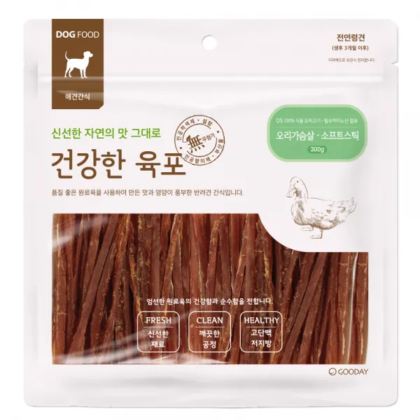 건강한육포 반려견간식 300g, 오리가슴살 소프트스틱, 1개