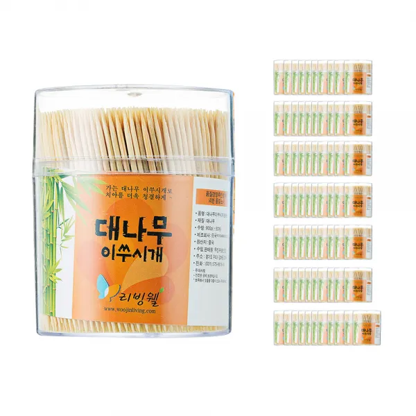 리빙웰 대나무 이쑤시개 원통, 900개입, 72개