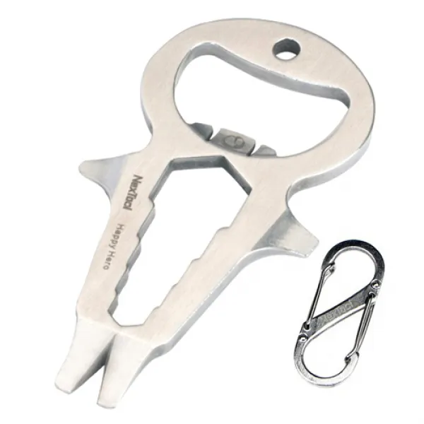 넥스토치 해피 히어로 멀티펑션 EDC 툴 + S 비너 4cm, SILVER, 1개