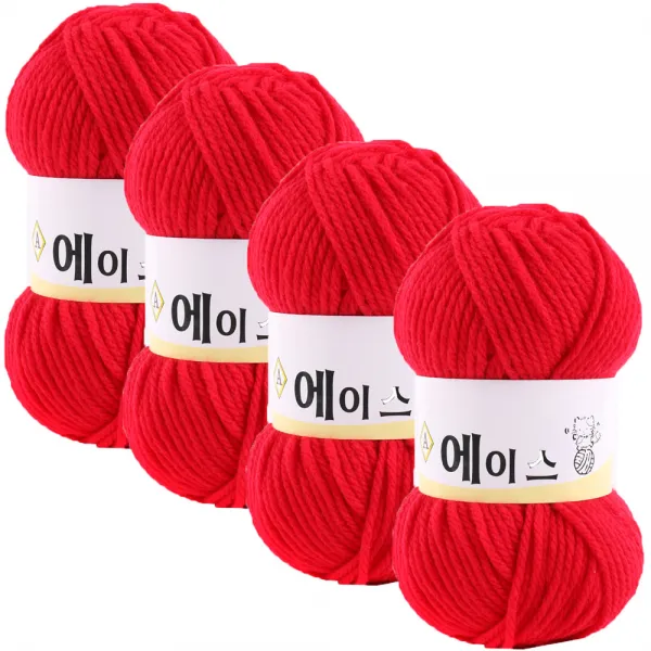 마마니트 울에이스 뜨개질 실 4p, 빨강