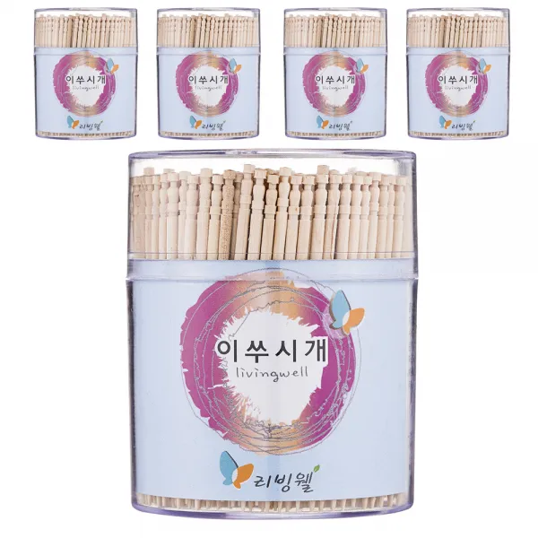 리빙웰 이쑤시개 단면 원통 대, 480개입, 5개