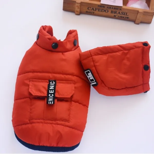 하라시코쿠키 반려견 겨울나기 패딩후드, 오렌지