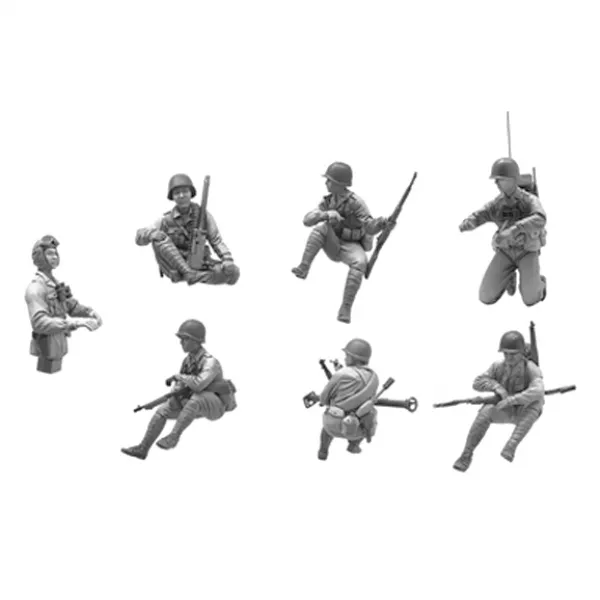 YUFANMODEL YF208 1/35 밀리터리 피규어 프라모델 보병 Chinese Expeditionary Force Tank Crews 미도색 7p 세트, 1세트