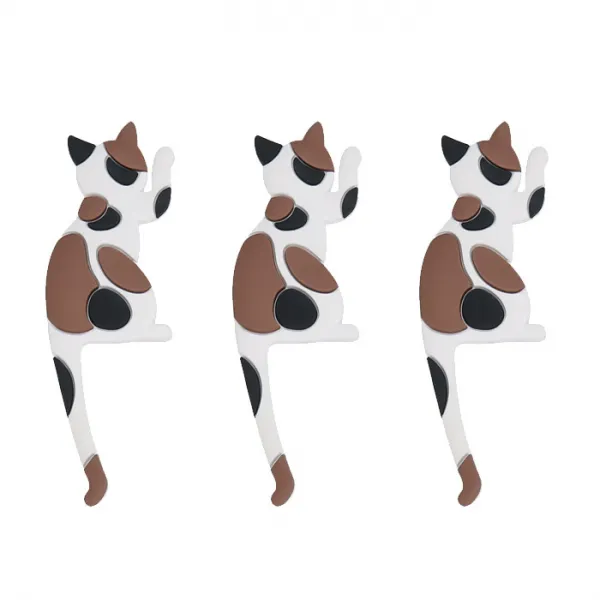 앤티스 주방용품 후크 타입 후면 고양이 냉장고 자석 3p, 얼룩무늬