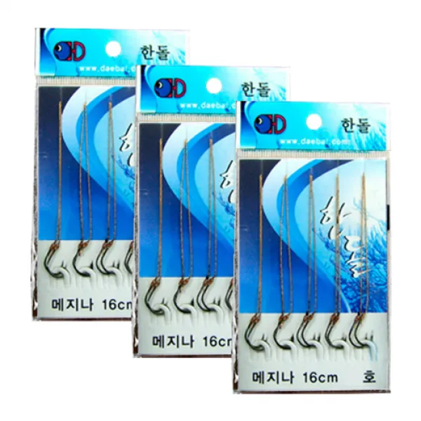 한돌 메지나 미늘 묶음바늘 16cm 5p, 3개입