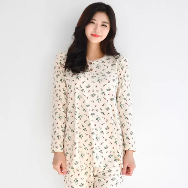 피케이컴퍼니 여성용 투버튼 상 하의 피치기모 잠옷