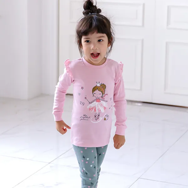 메이키즈 여아용 요술공주 오가닉 30수 후라이스 실내복 상하의 세트
