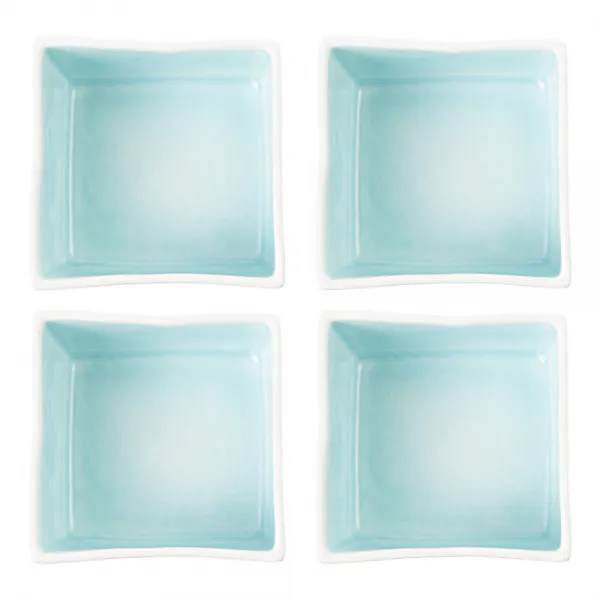 식구기 김희종 백자 사각찬기, 블루, 4개입