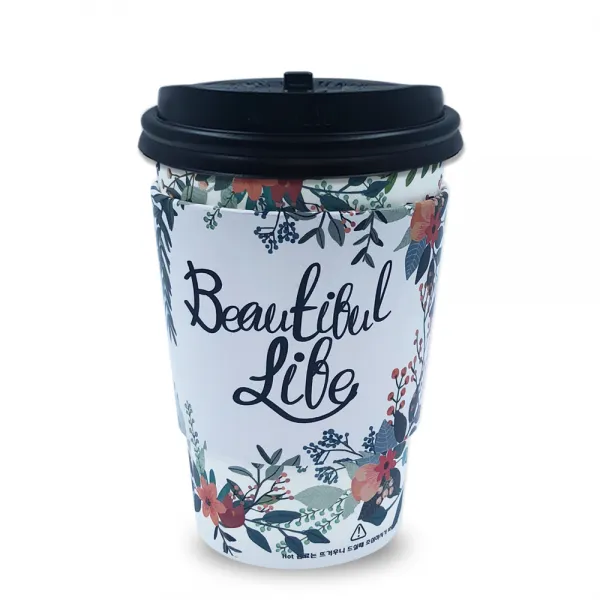 투고팩 플라워 에어 컵홀더 100p + 종이컵 380ml (13온스) 100p + 개폐형뚜껑 100p, 1세트