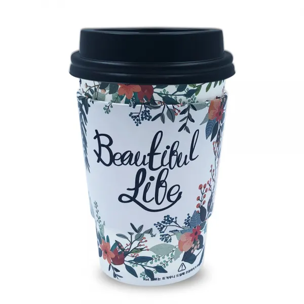투고팩 플라워 에어 컵홀더 100p + 종이컵 380ml (13온스) 100p + 타공뚜껑 100p, 1세트