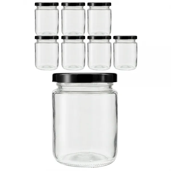 MIR M-glass250G 유리저장병 블랙, 230ml, 8개입